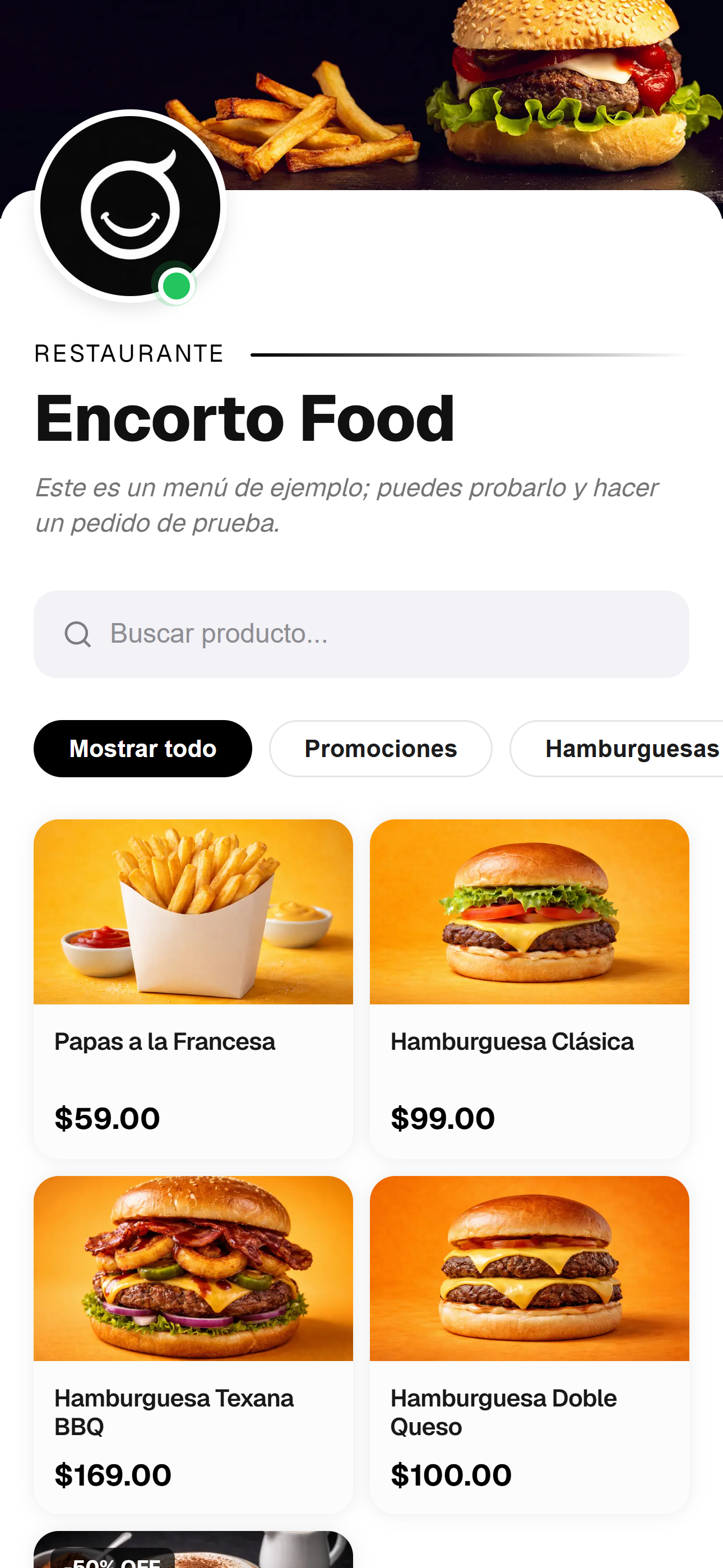 Captura real de EnCorto Food